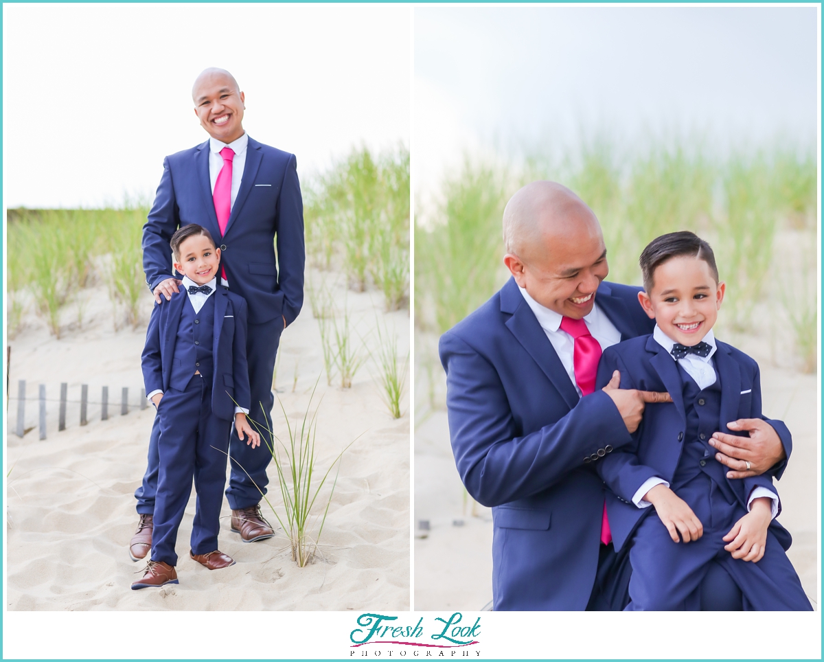 father and son beach photoshoot