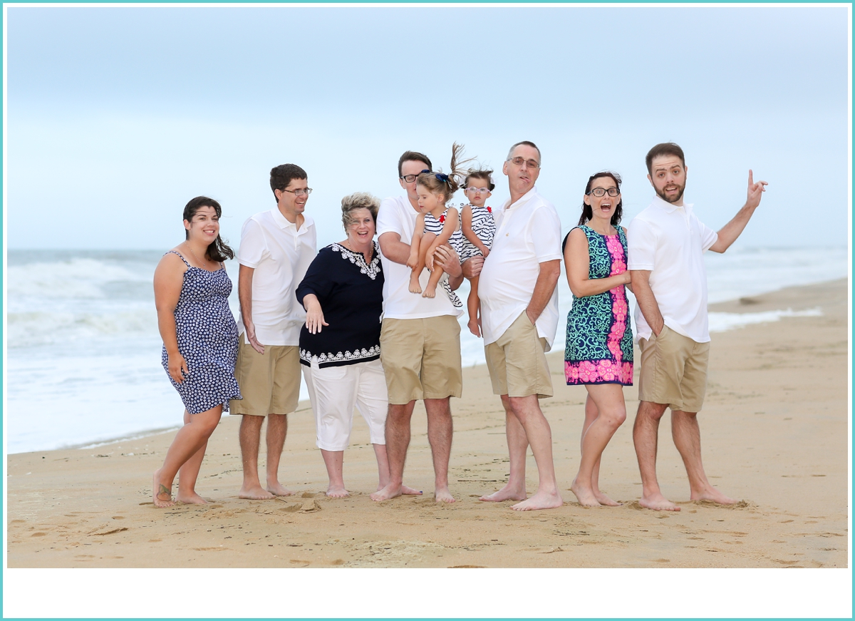 extended family Sandbridge beach photoshoot