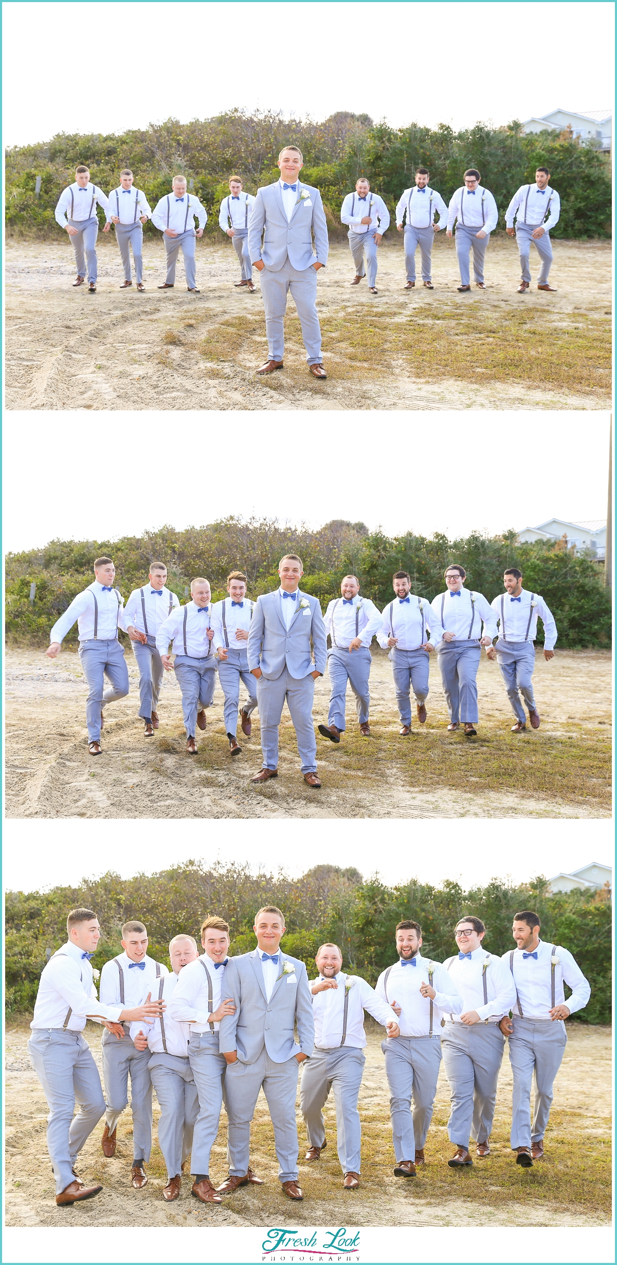 groomsmen being silly with groom