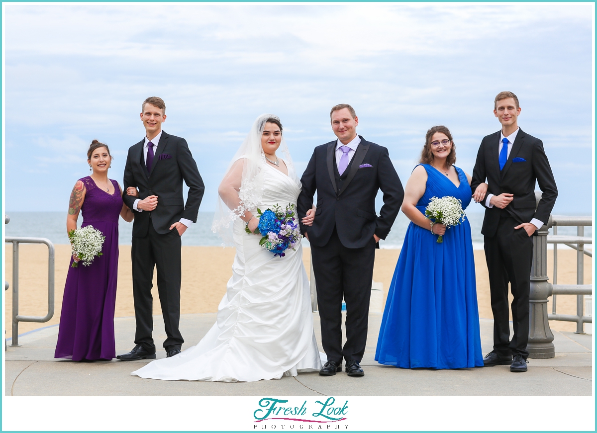 bride and groom with bridal party