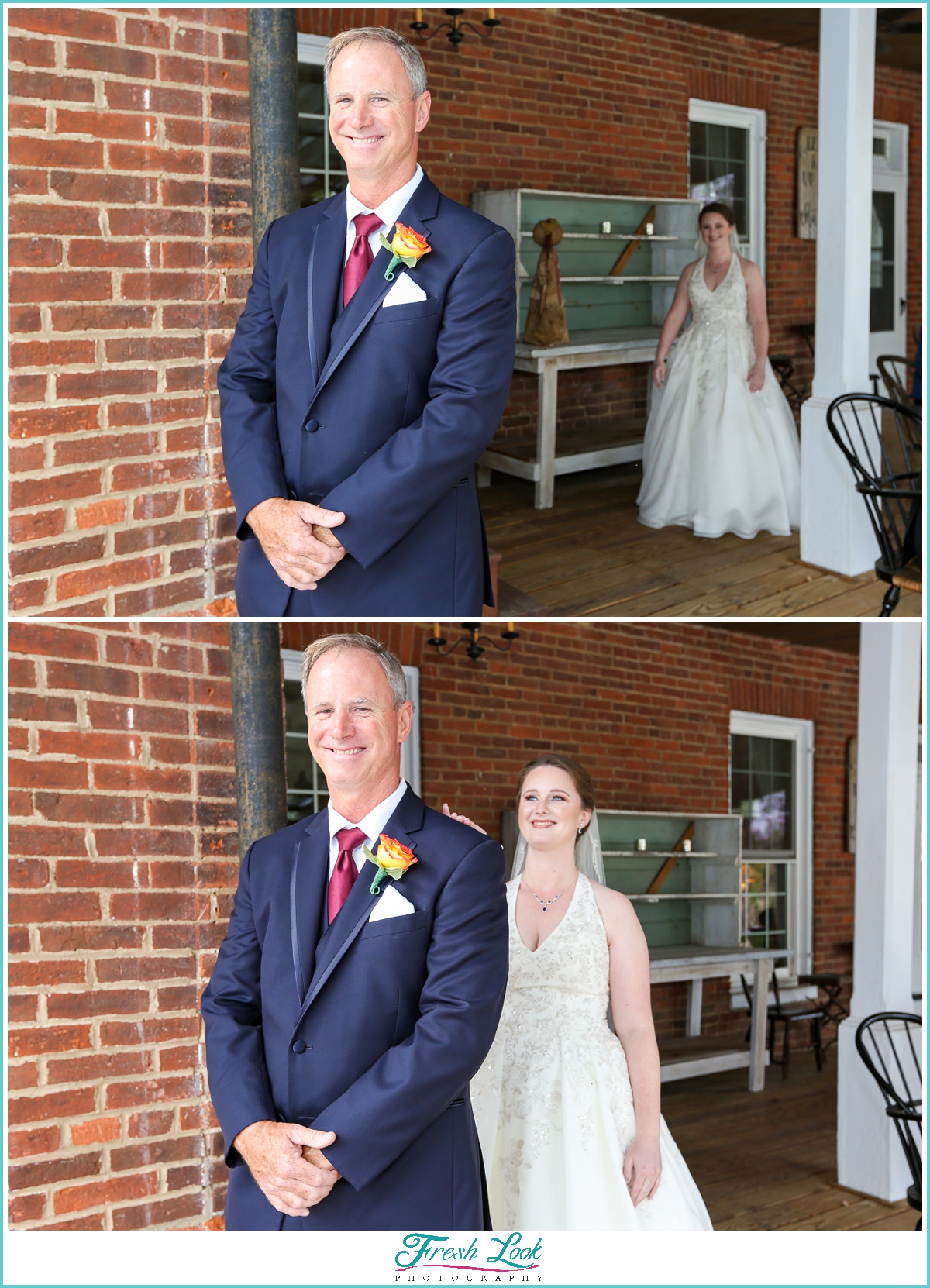bride and dad first look