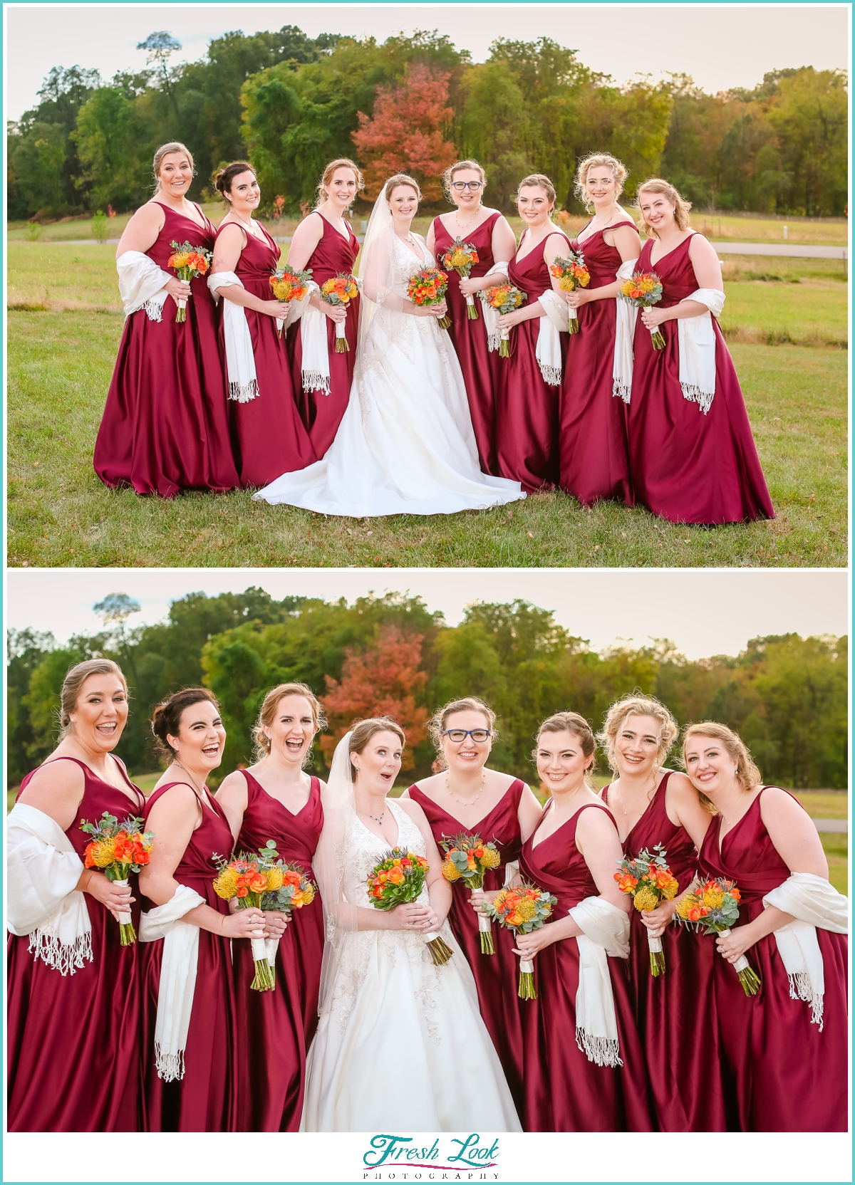 bride and bridesmaid photos