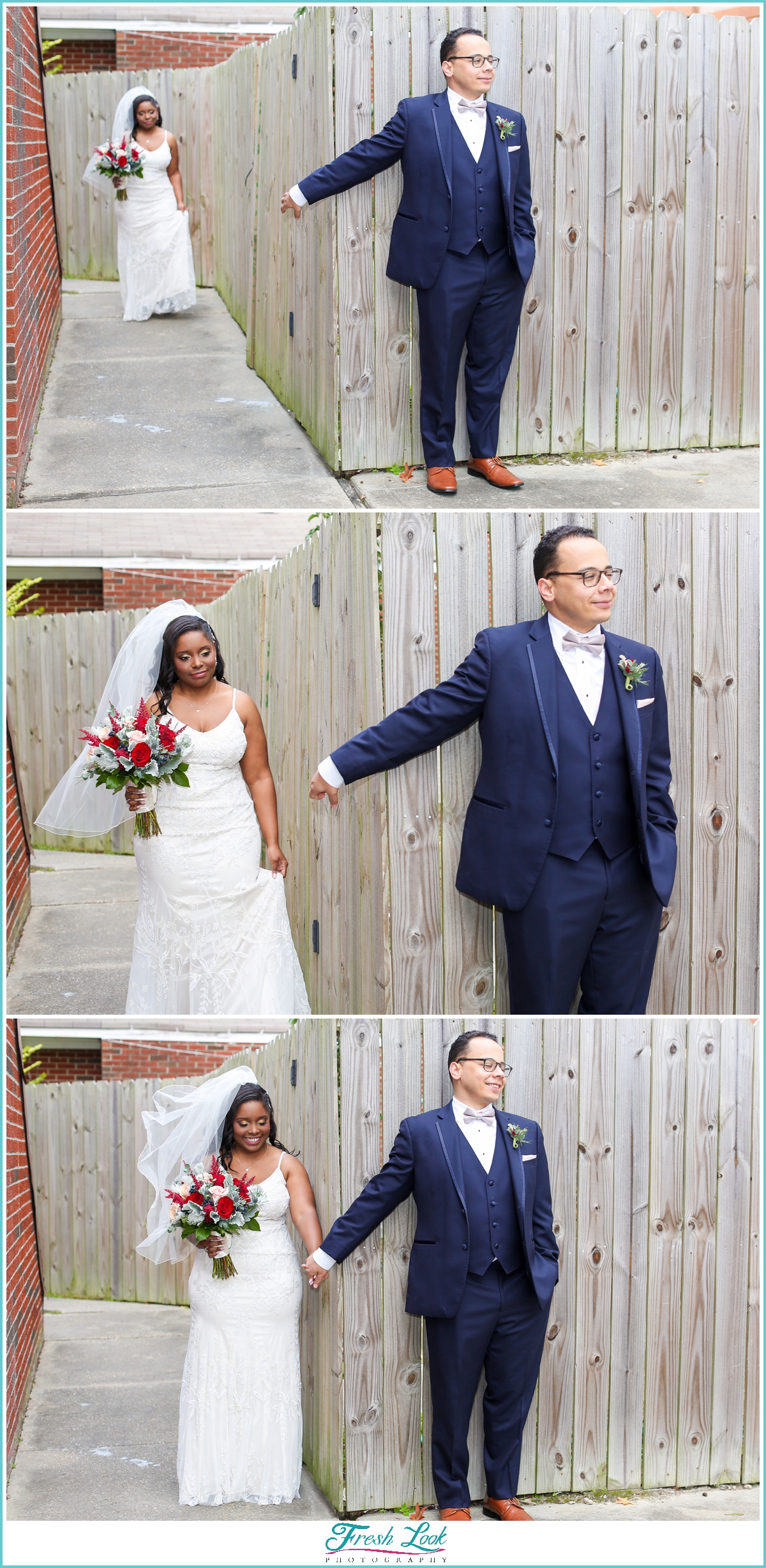 first look with bride and groom