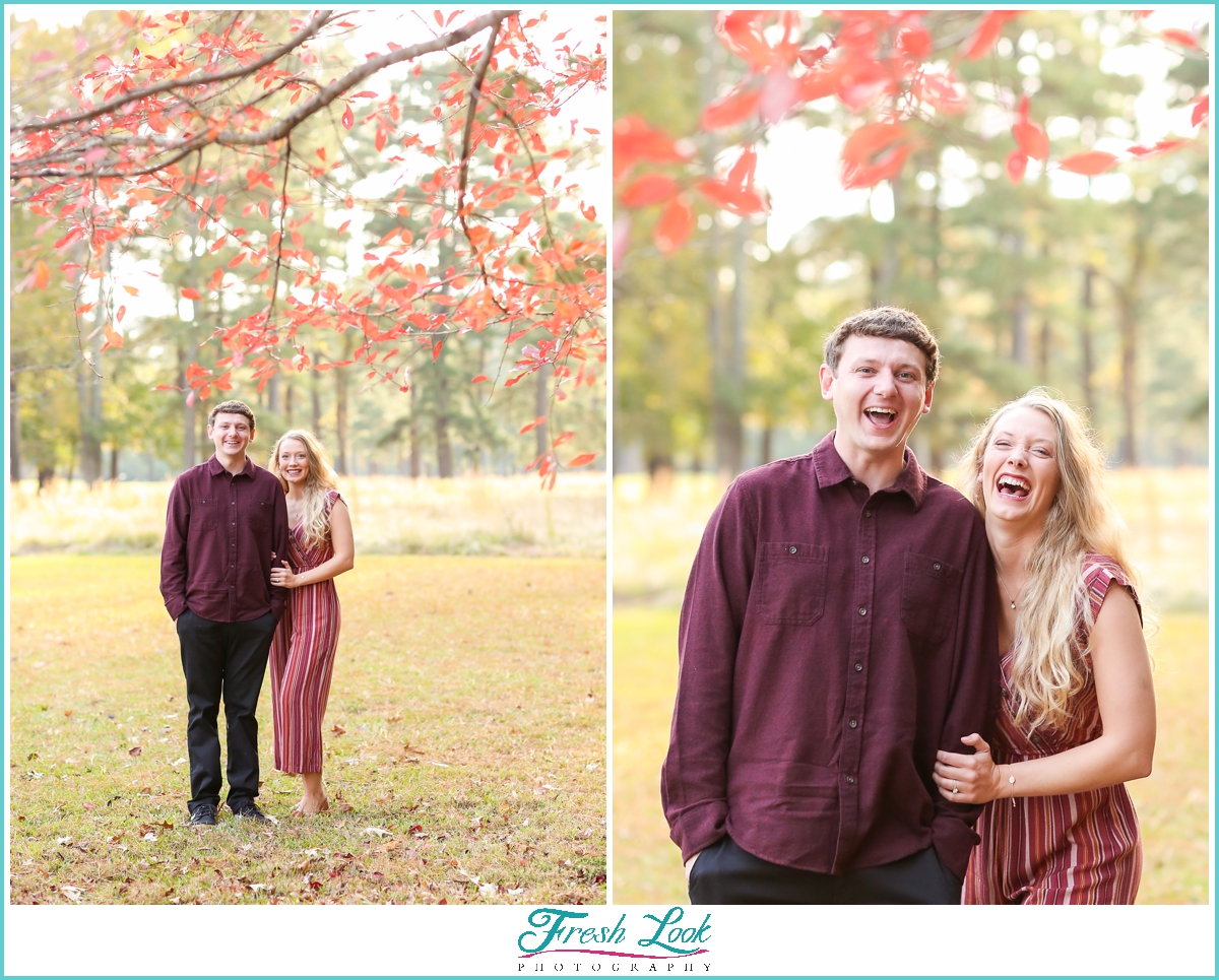 fun fall engagement photoshoot