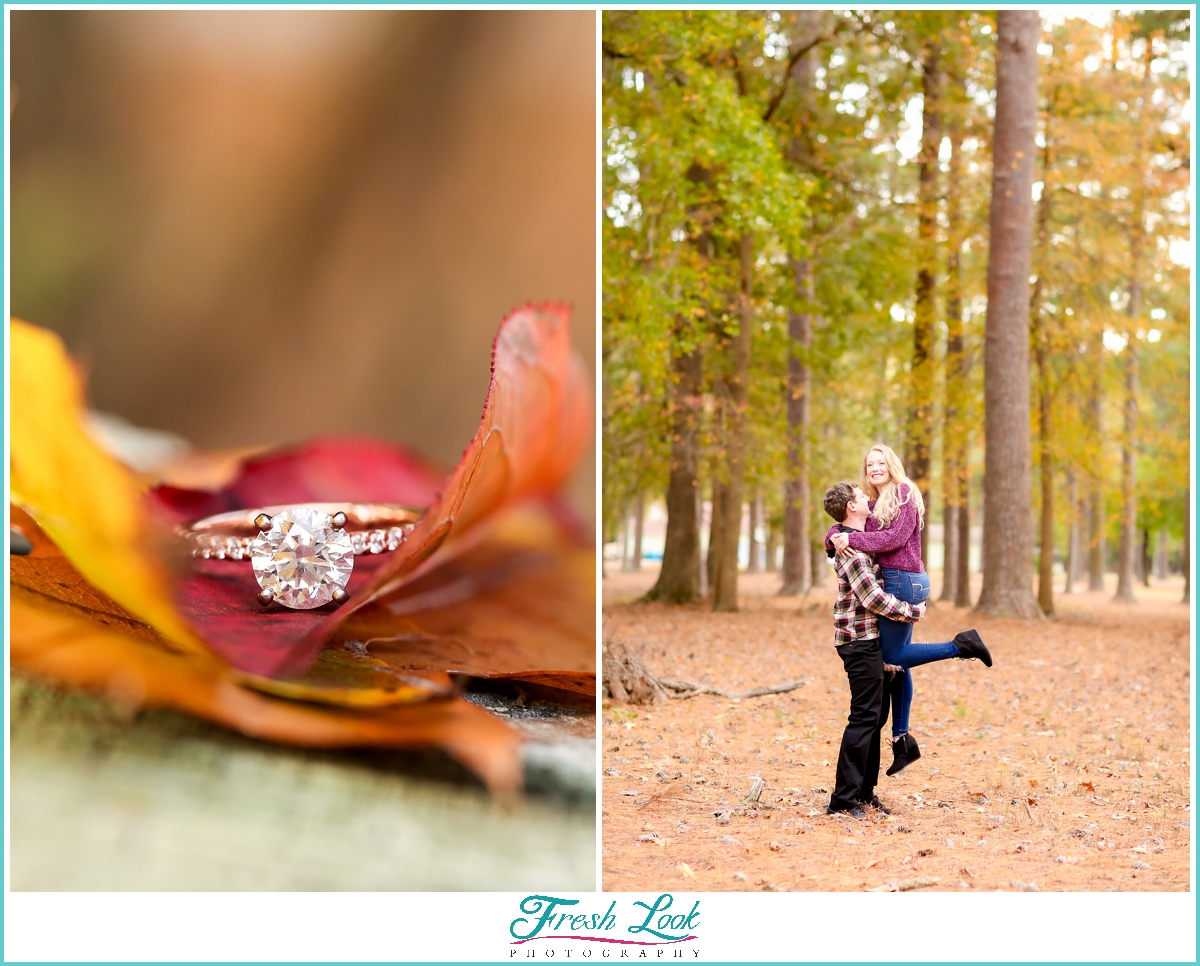 woodsy engagement photoshoot