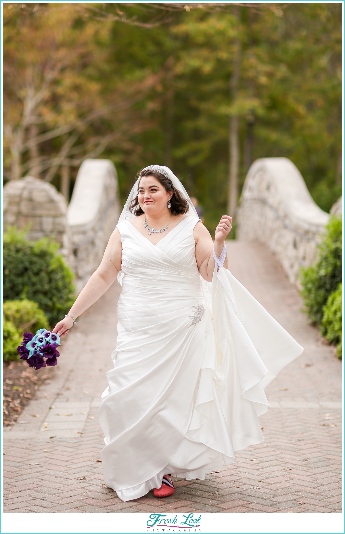 fun bride walking photos