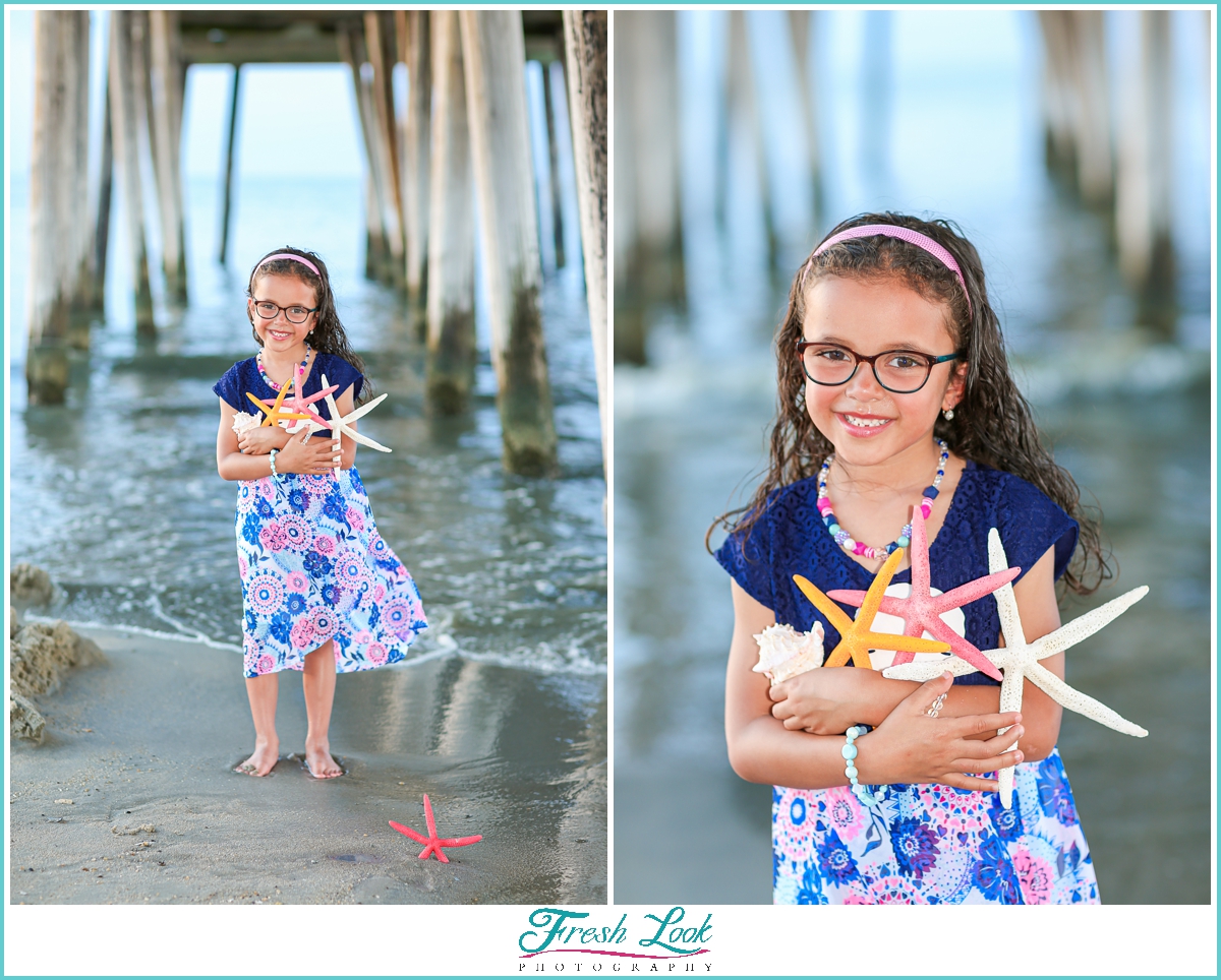 holding starfish on vacation in Virginia Beach