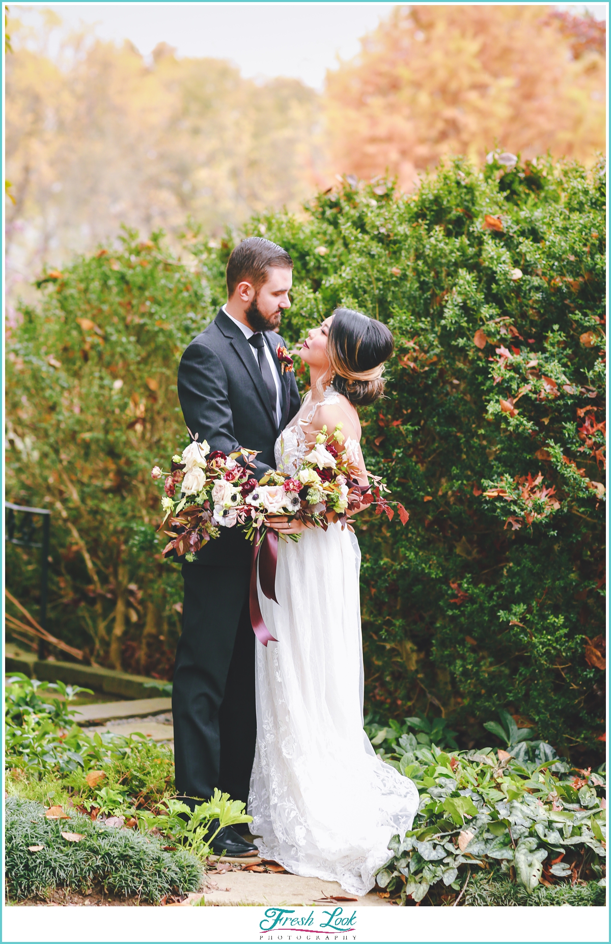 bride and groom on the wedding day