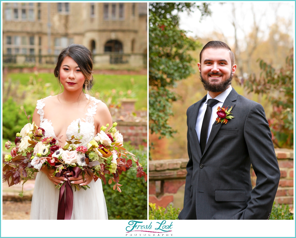 bride and groom wedding portraits