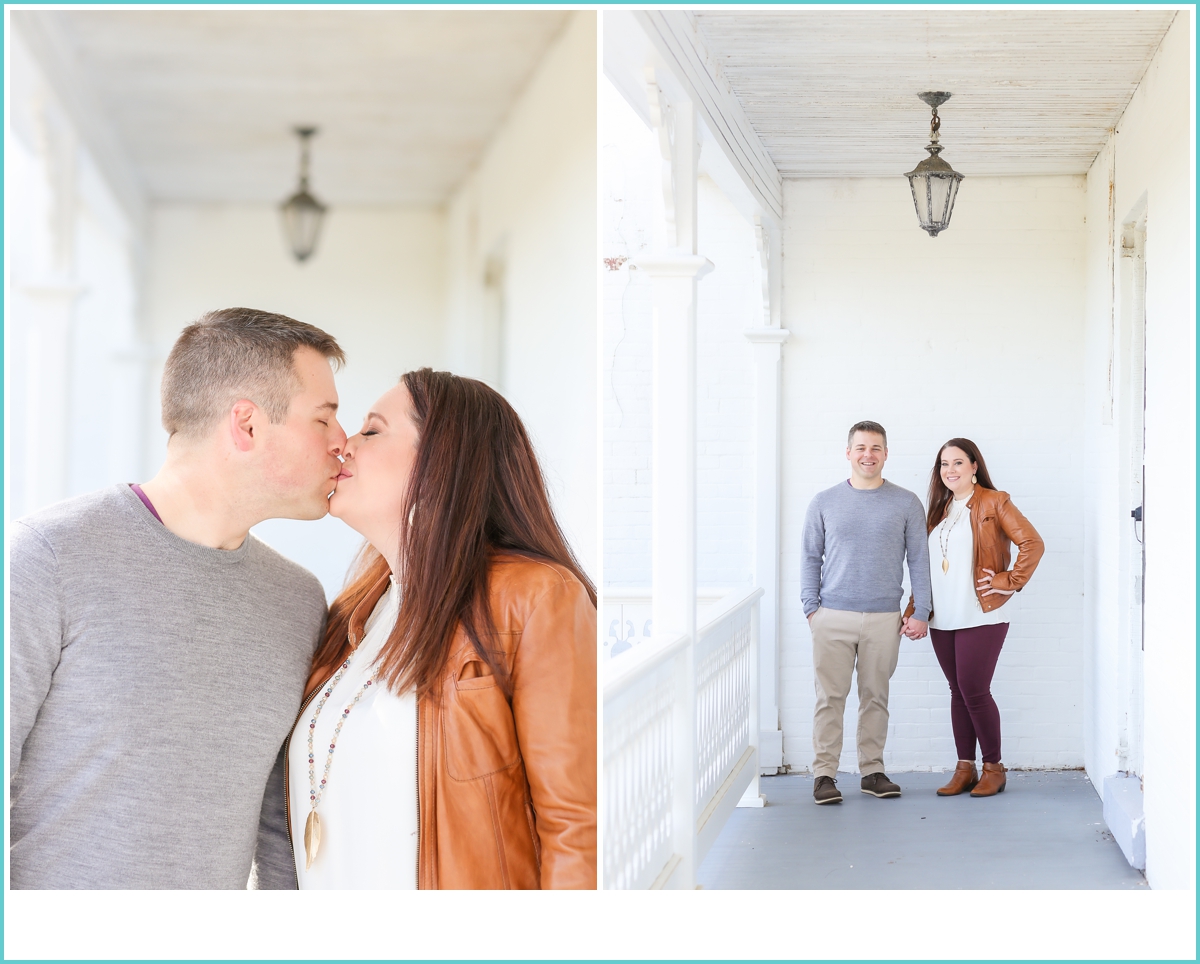 fall engagement photoshoot at Fort Monroe