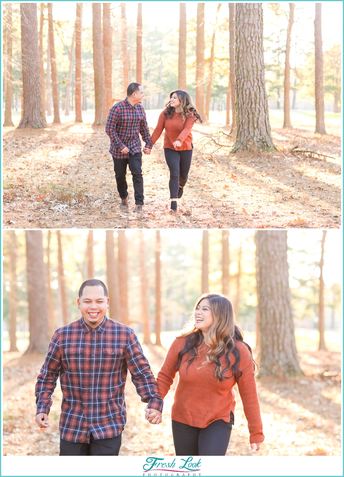running and having fun during photos
