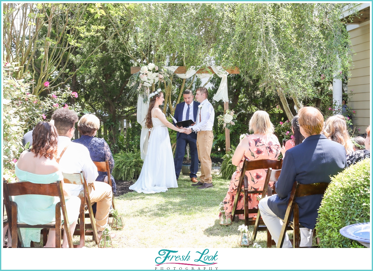 Intimate outdoor wedding ceremony in Virginia Beach