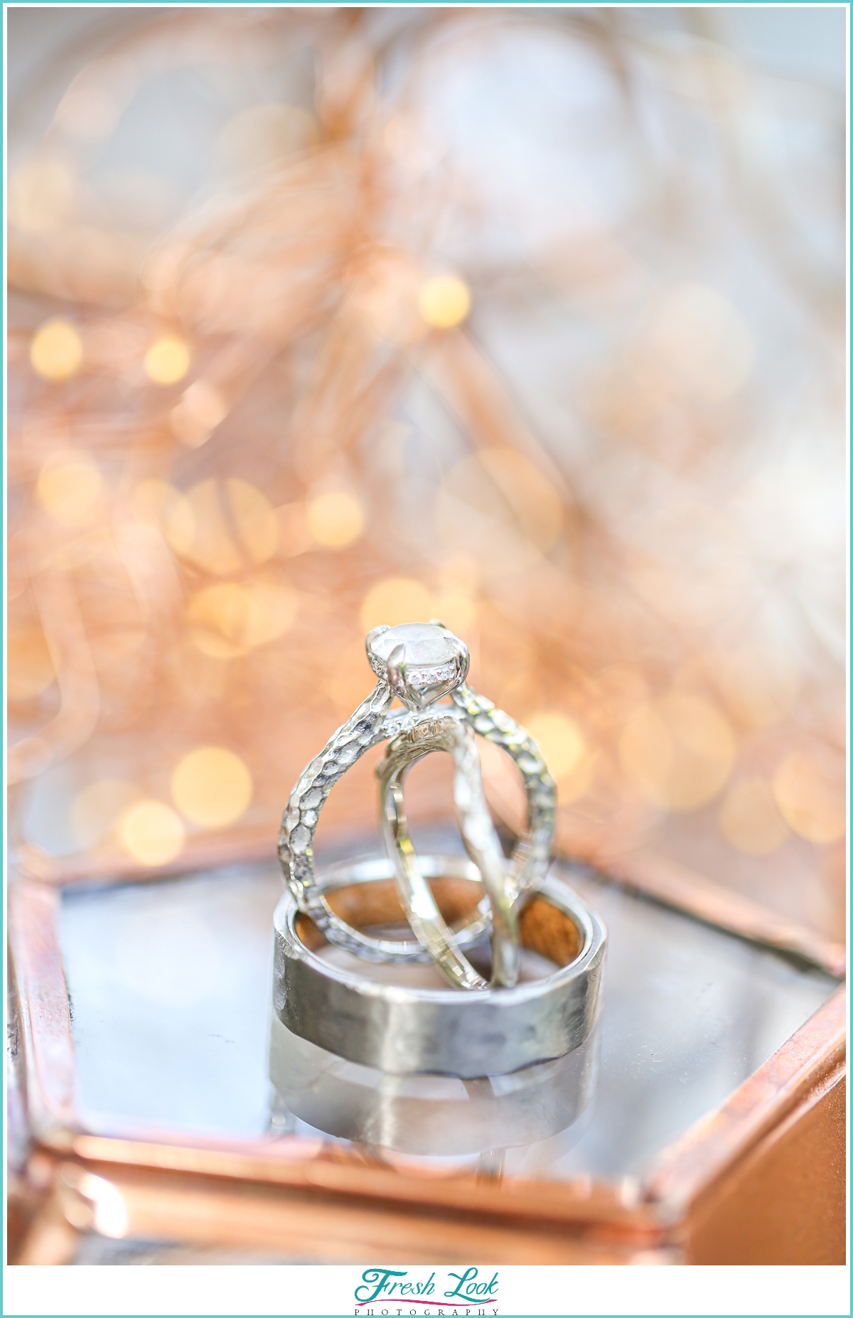 unique wedding rings with sparkly lights