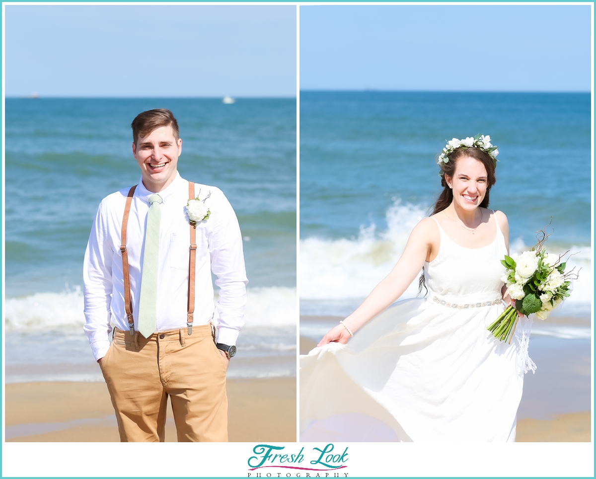 bride and groom beach portraits