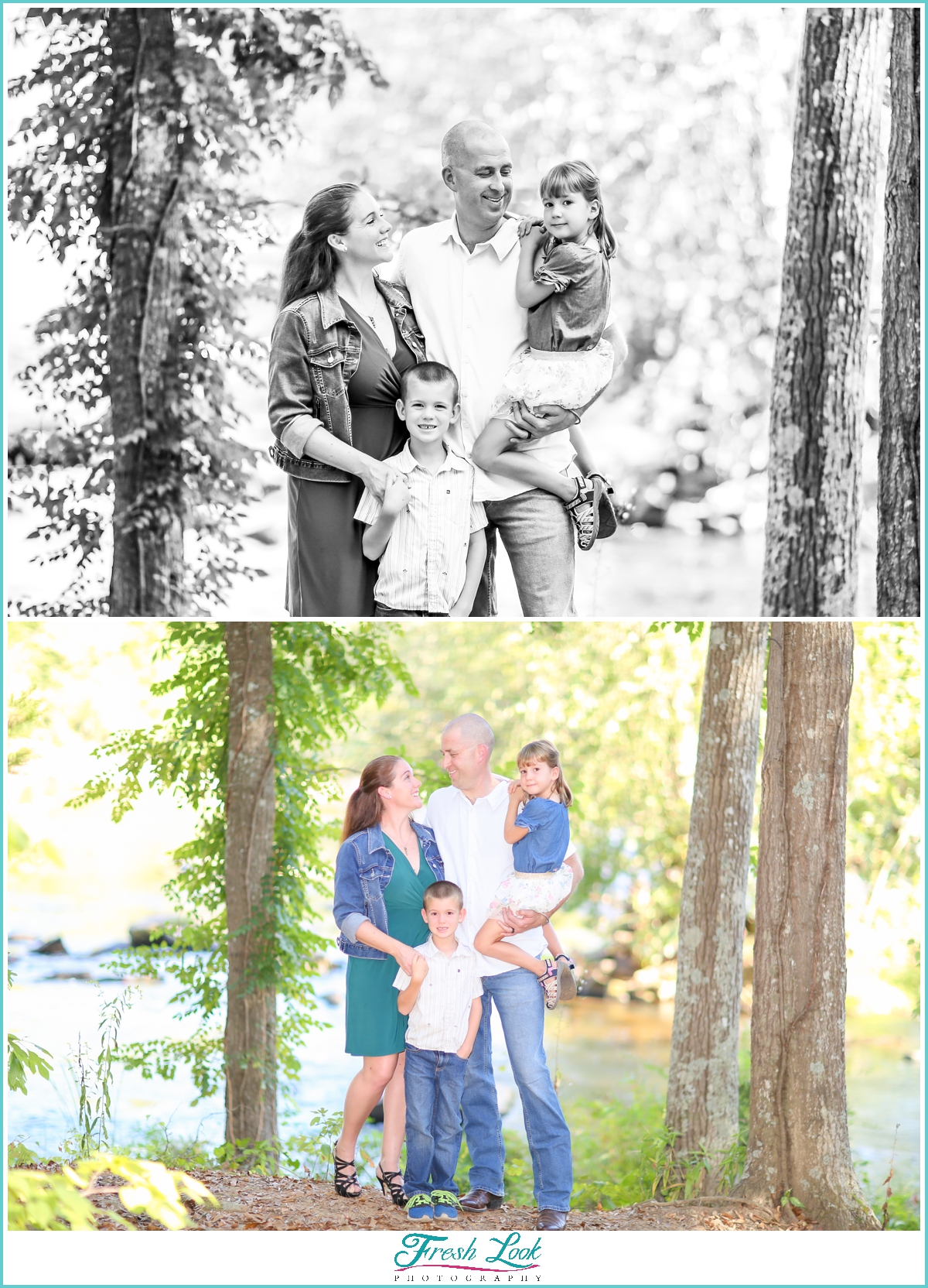 fun family photos in the woods