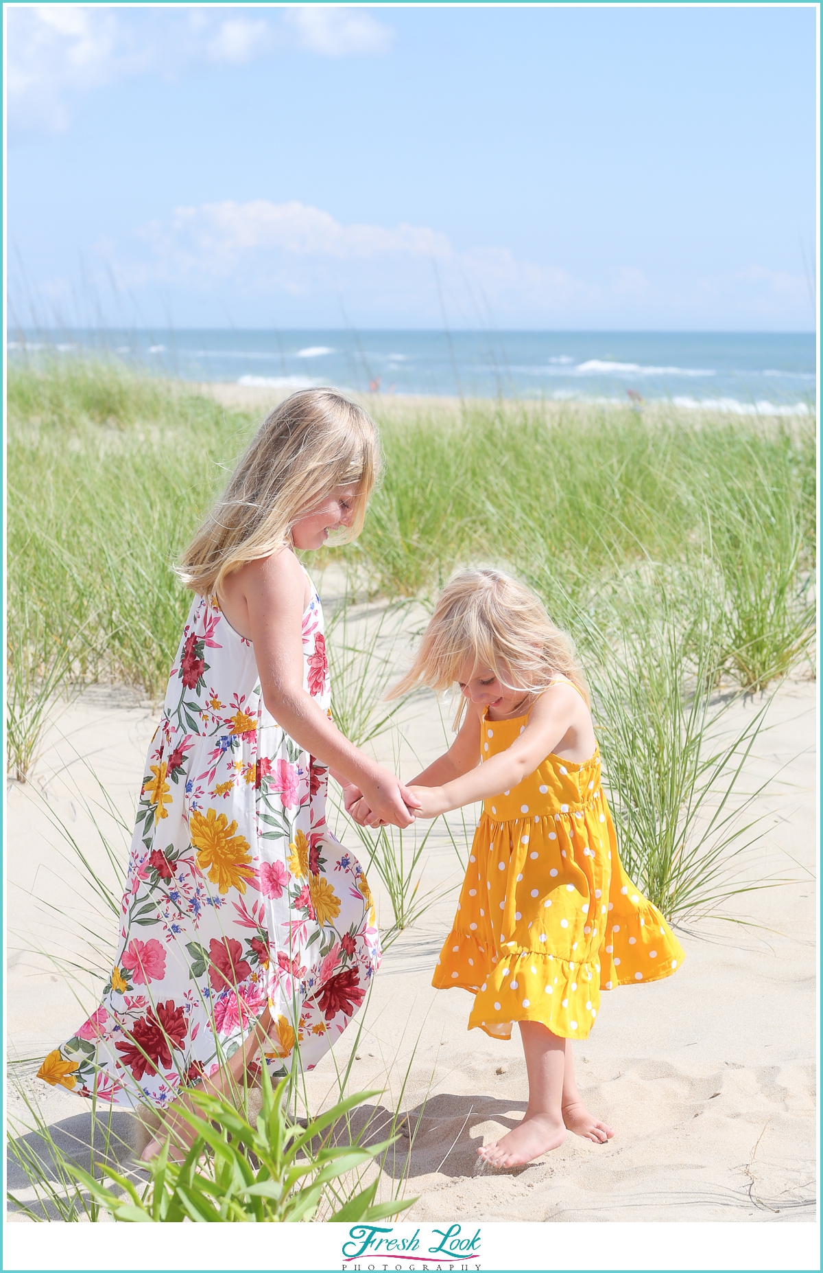 little girls playing at Sandbridge Beach