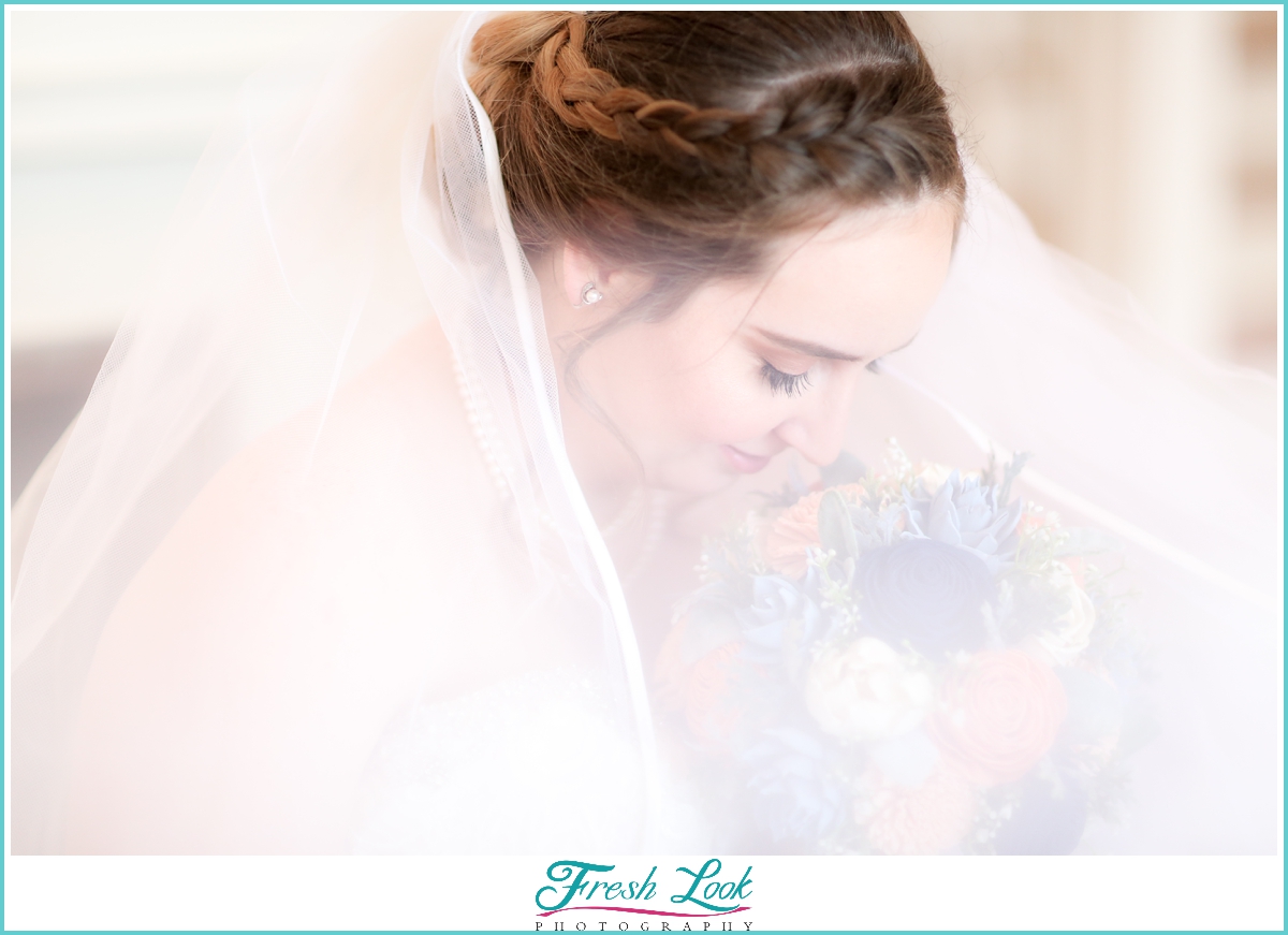 romantic bridal portrait with veil