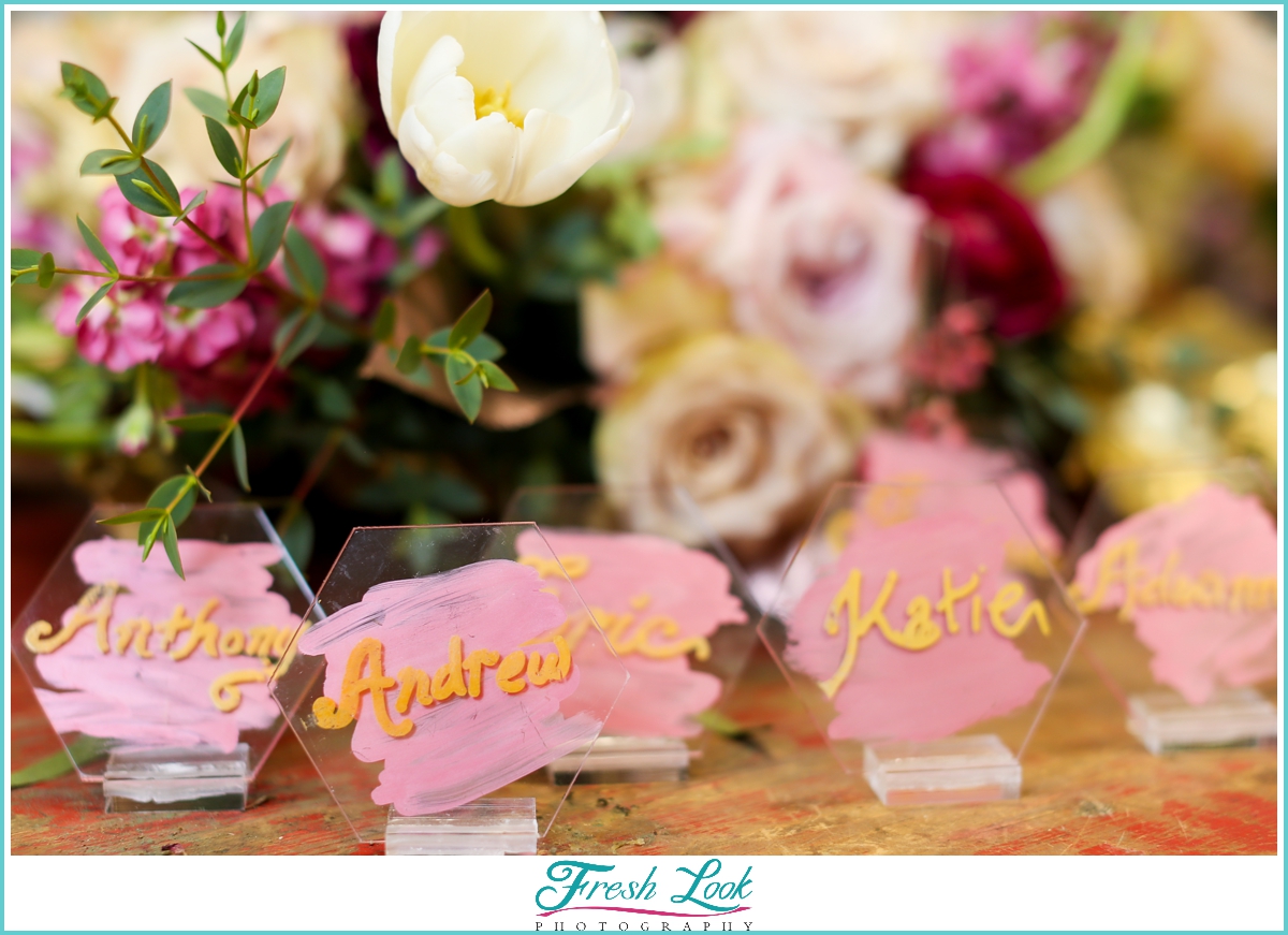 colorful wedding place cards 