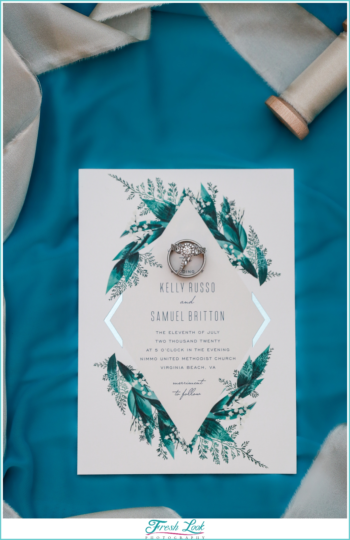 teal wedding invitation