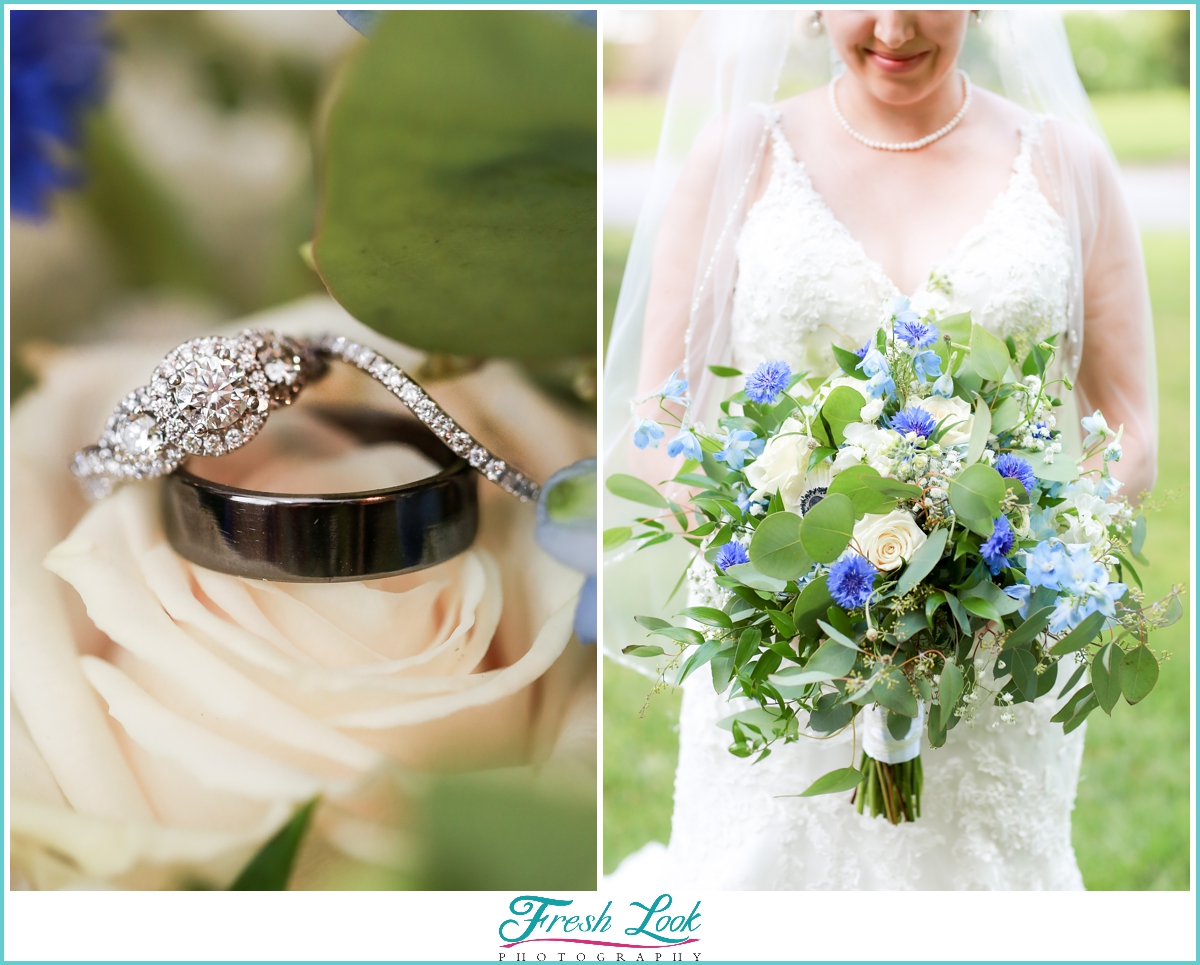 Engagement ring and bridal portrait