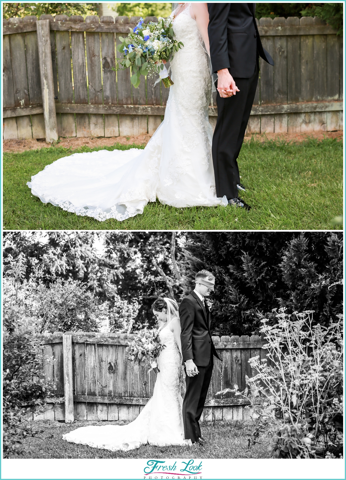 bride and groom wedding first look