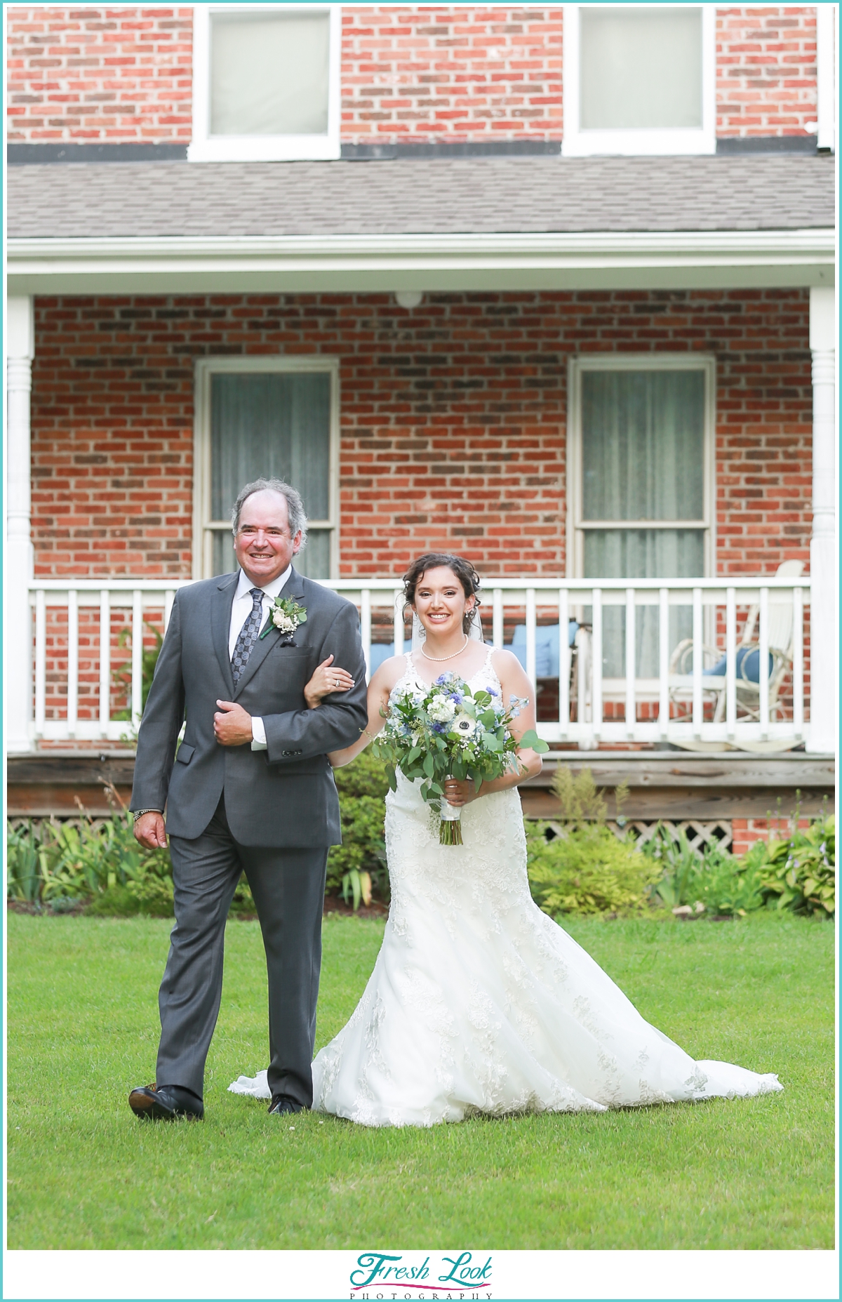 bride walking down the aisle with her dad