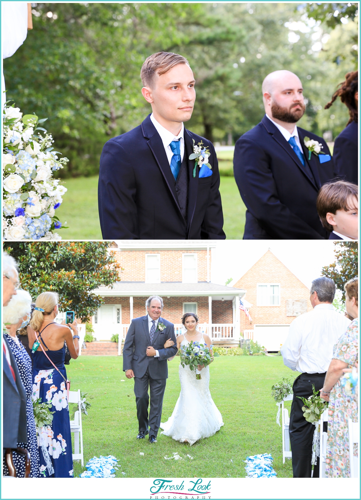 bride walking down the aisle to her husband