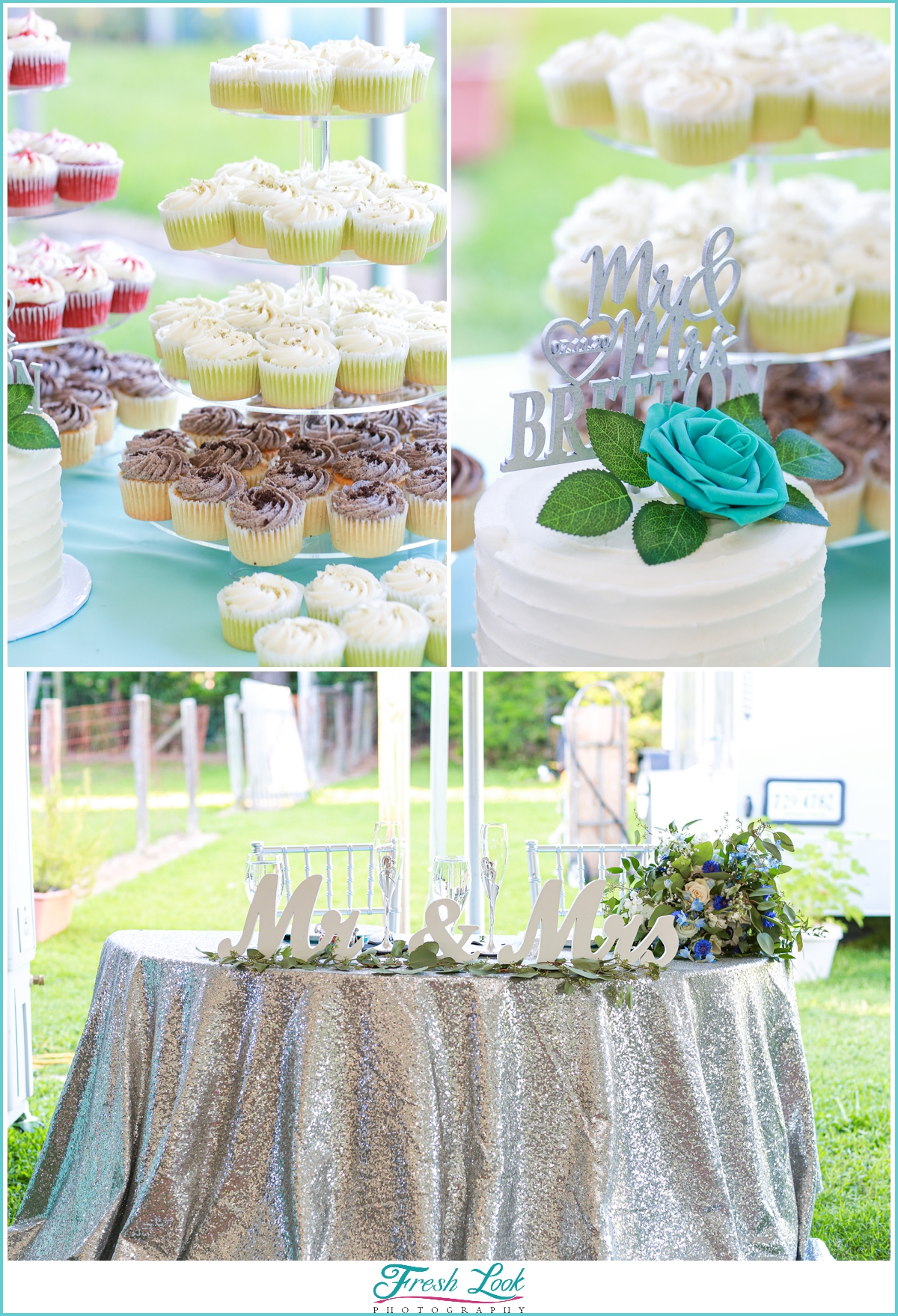 wedding dessert and sweetheart table
