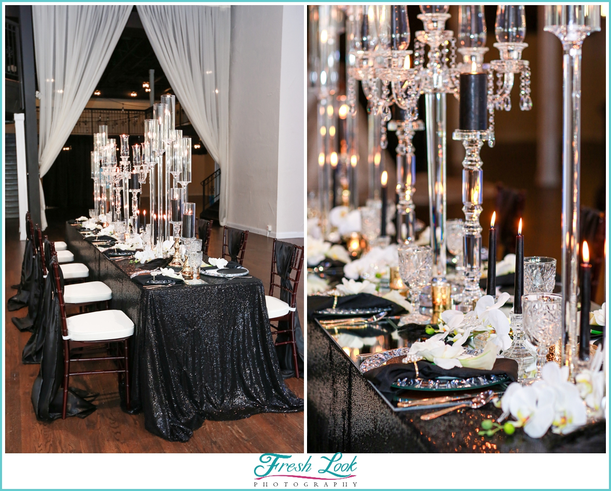 crystal and candle lit reception