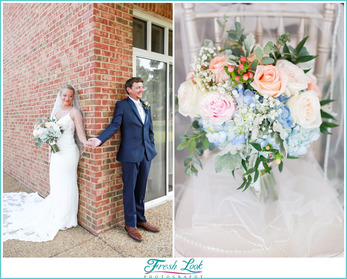 bride and groom first look