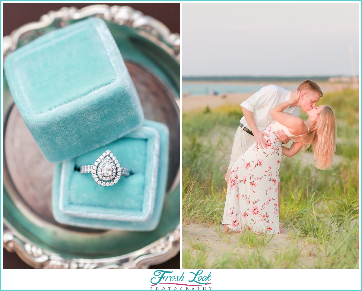 romantic beach kiss