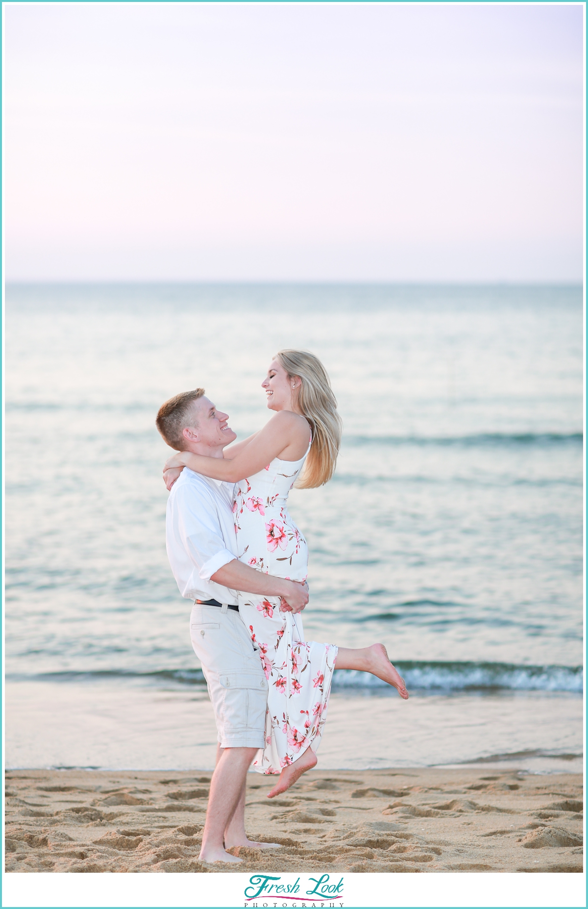 fun beach engagement photos