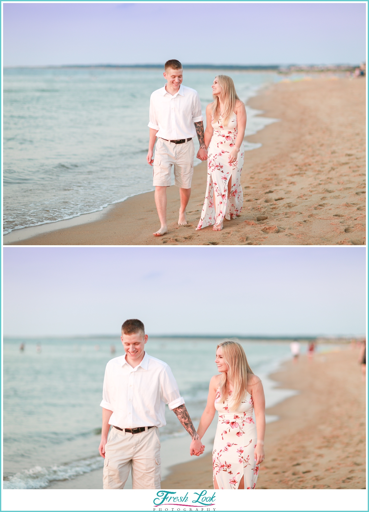 romantic walk on the beach