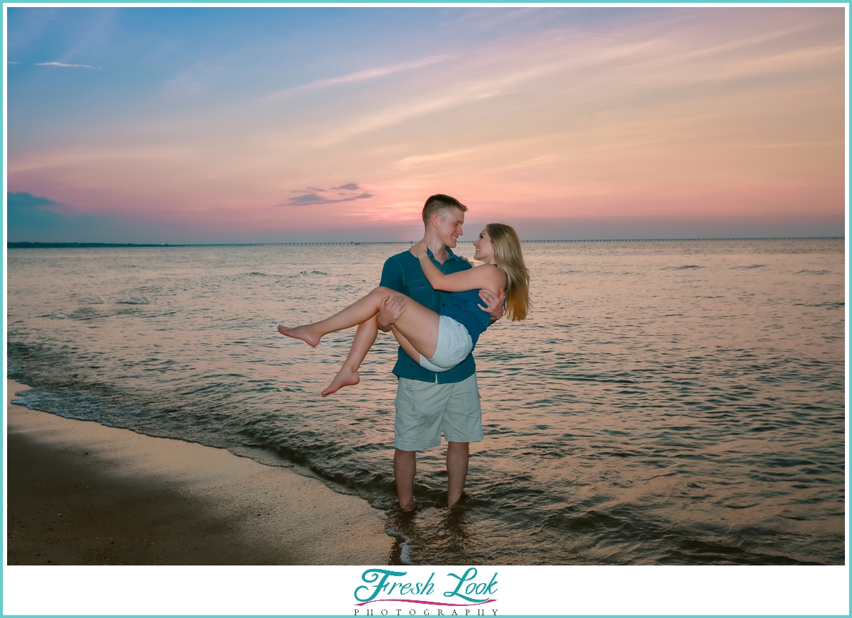 romantic beach engagement photoshoot