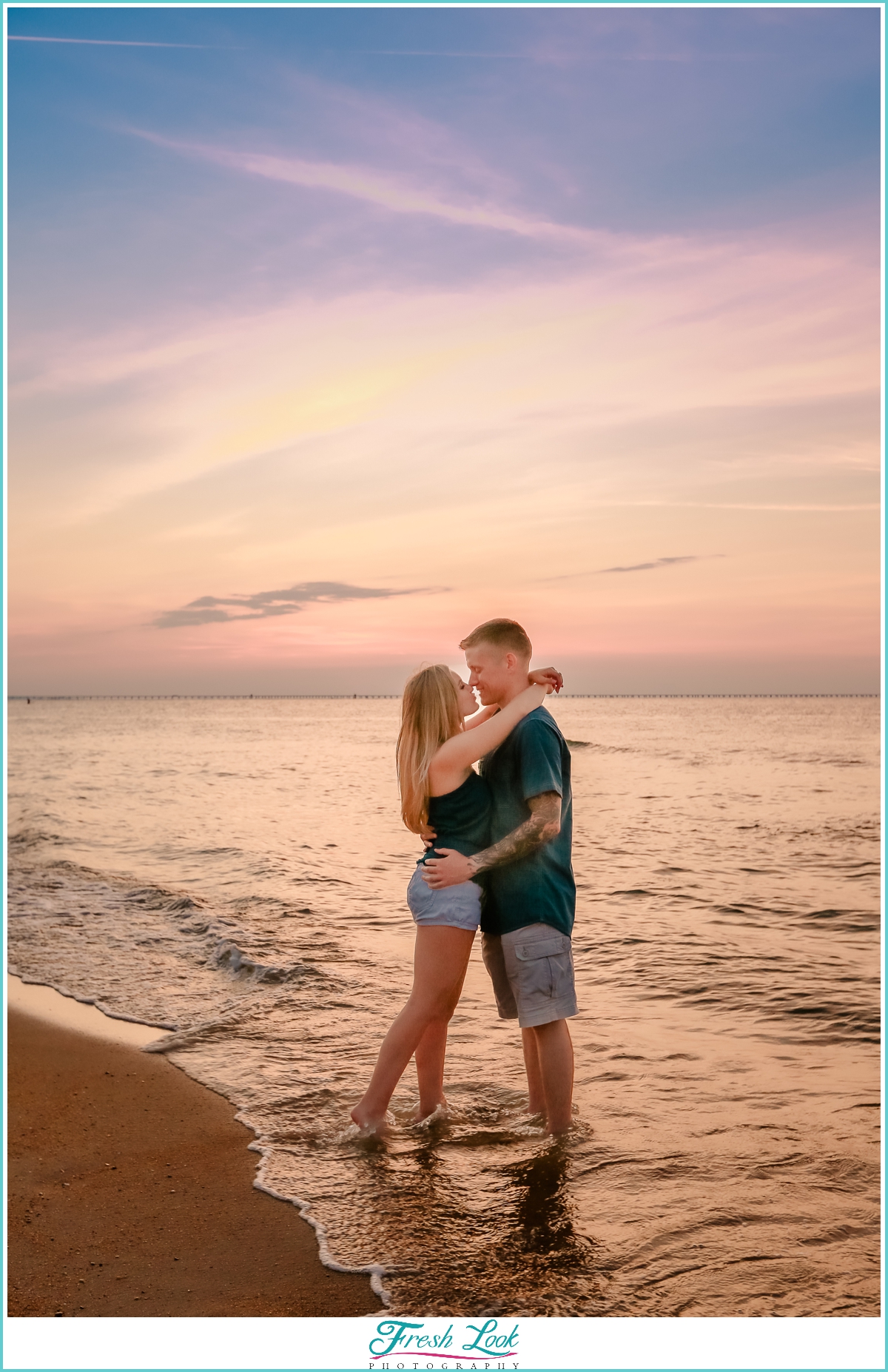 sunset on the water engagement photos