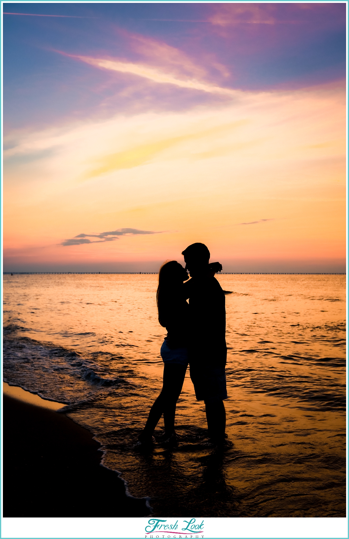 sunset silhouette engagement session