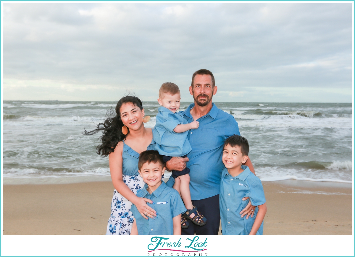 family photos on the beach