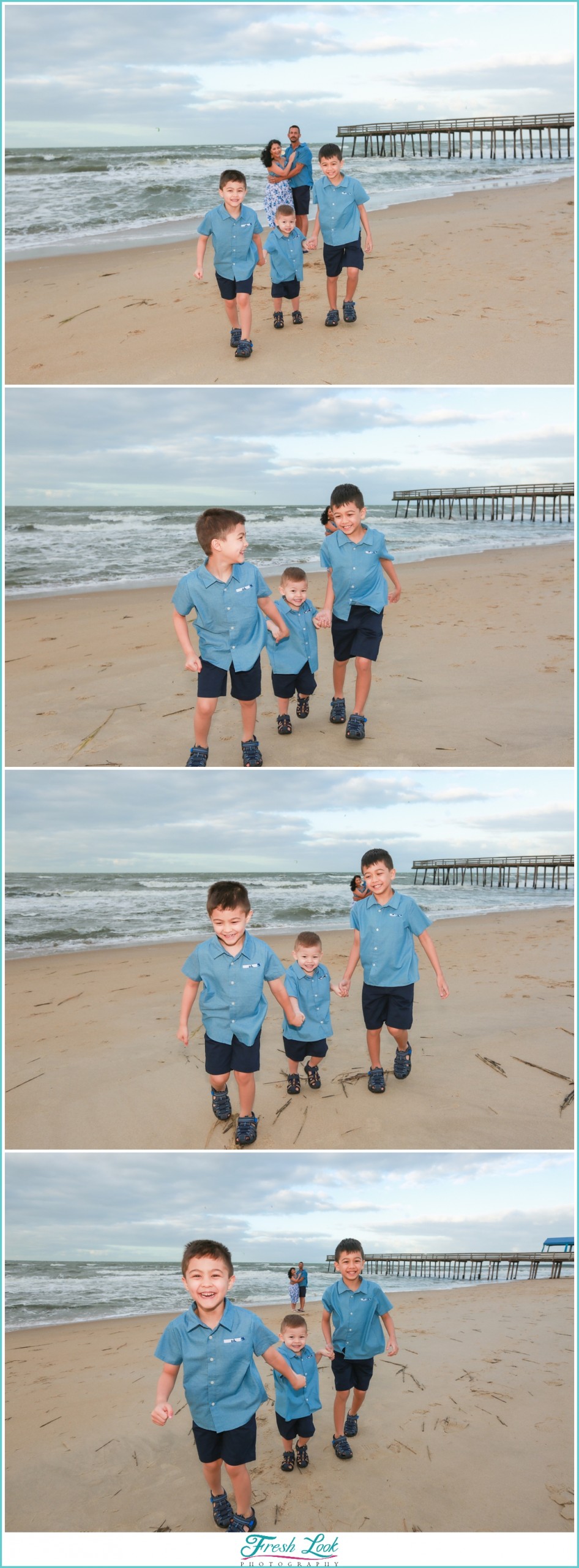little boys playing on the beach