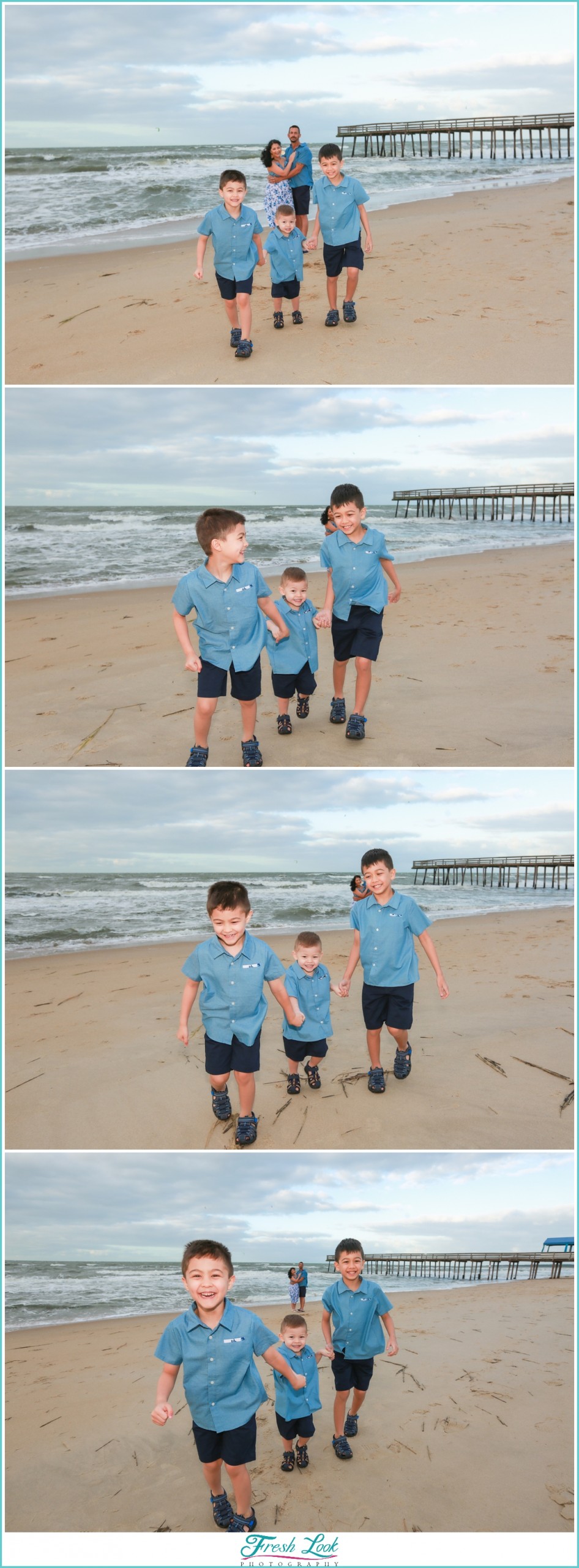 little boys playing on the beach