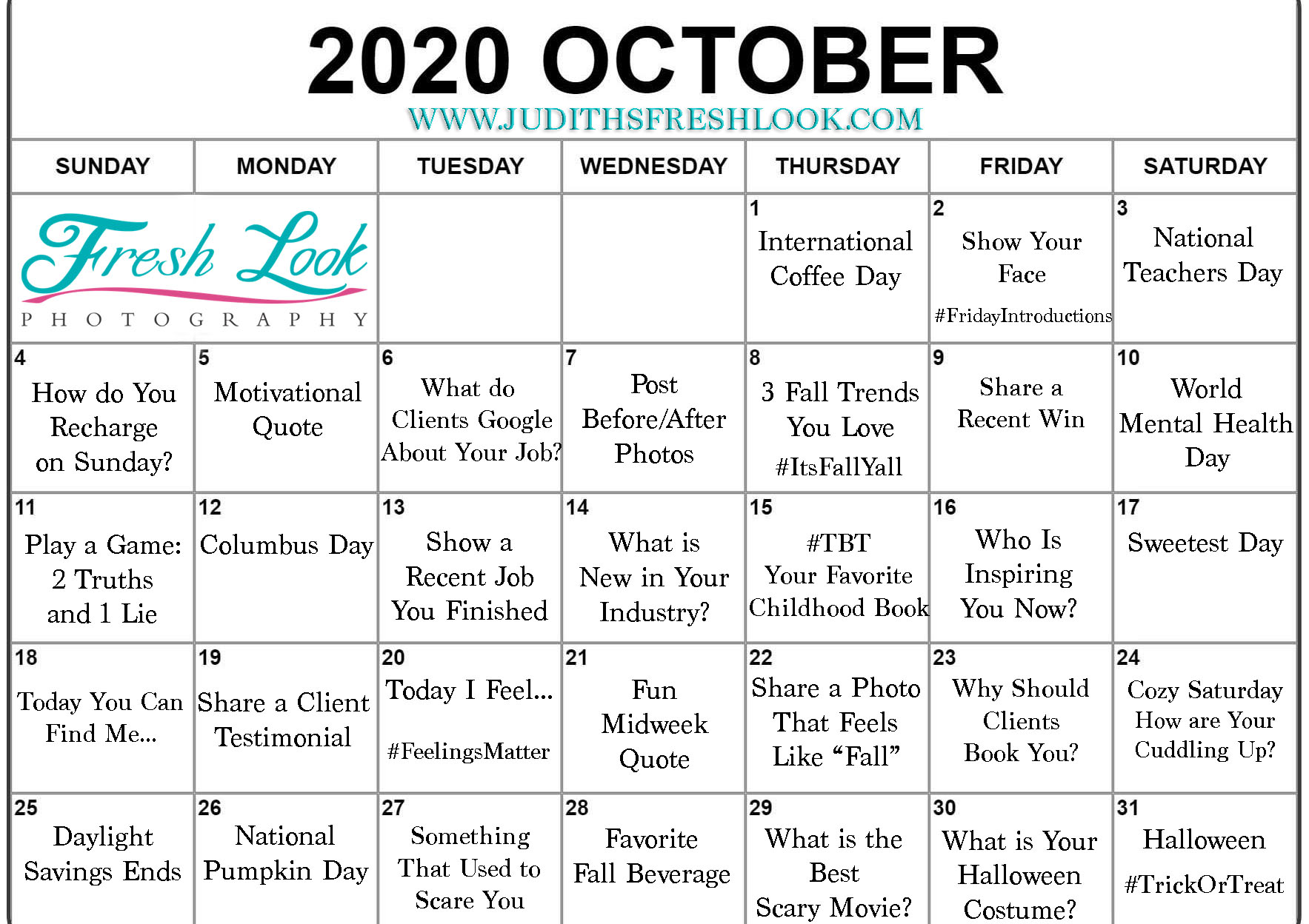 October 2020 Goals