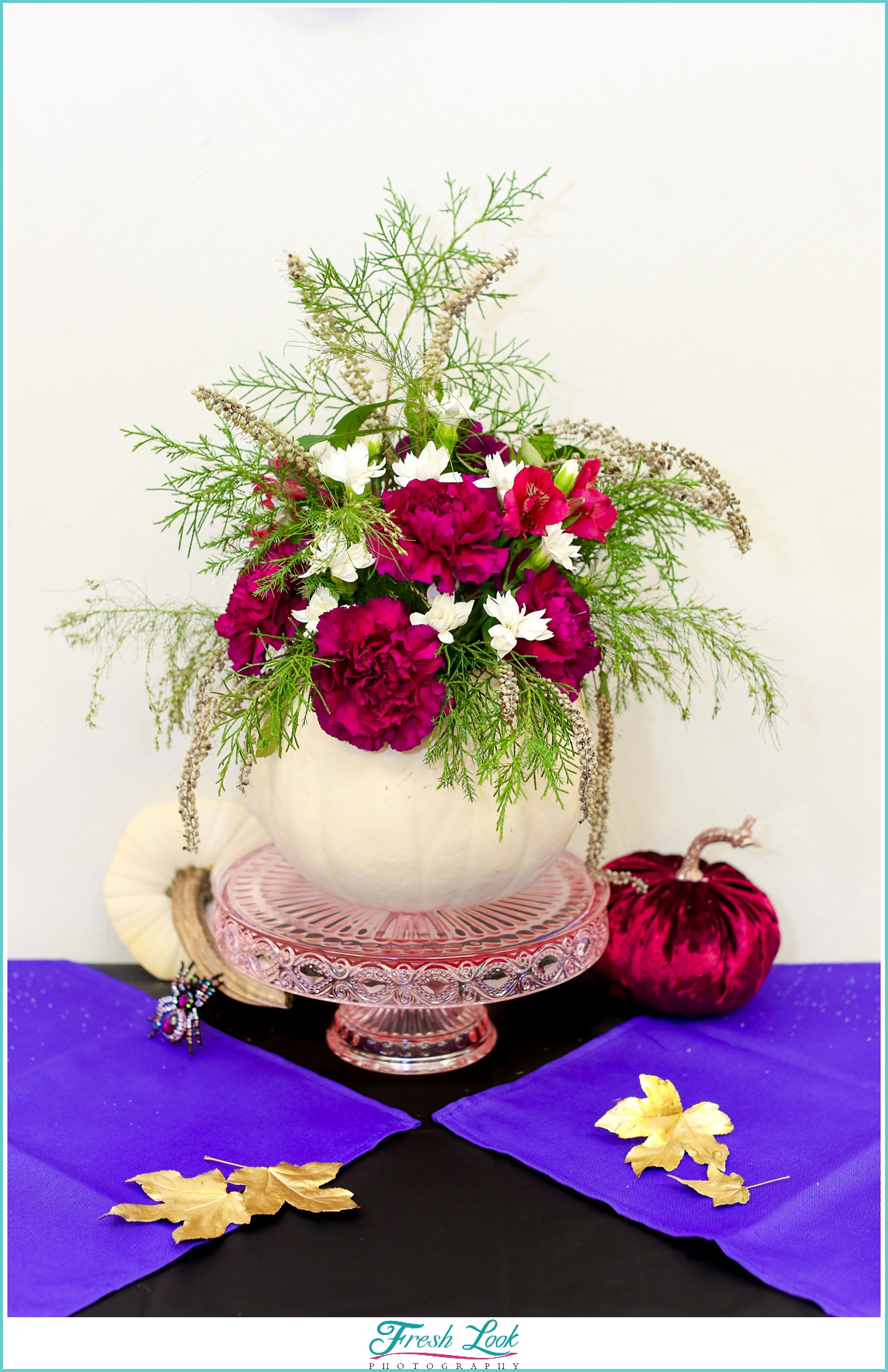 Floral pumpkin decor