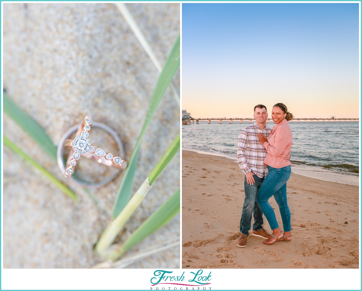 Ocean View Engagement Photos by the Pier