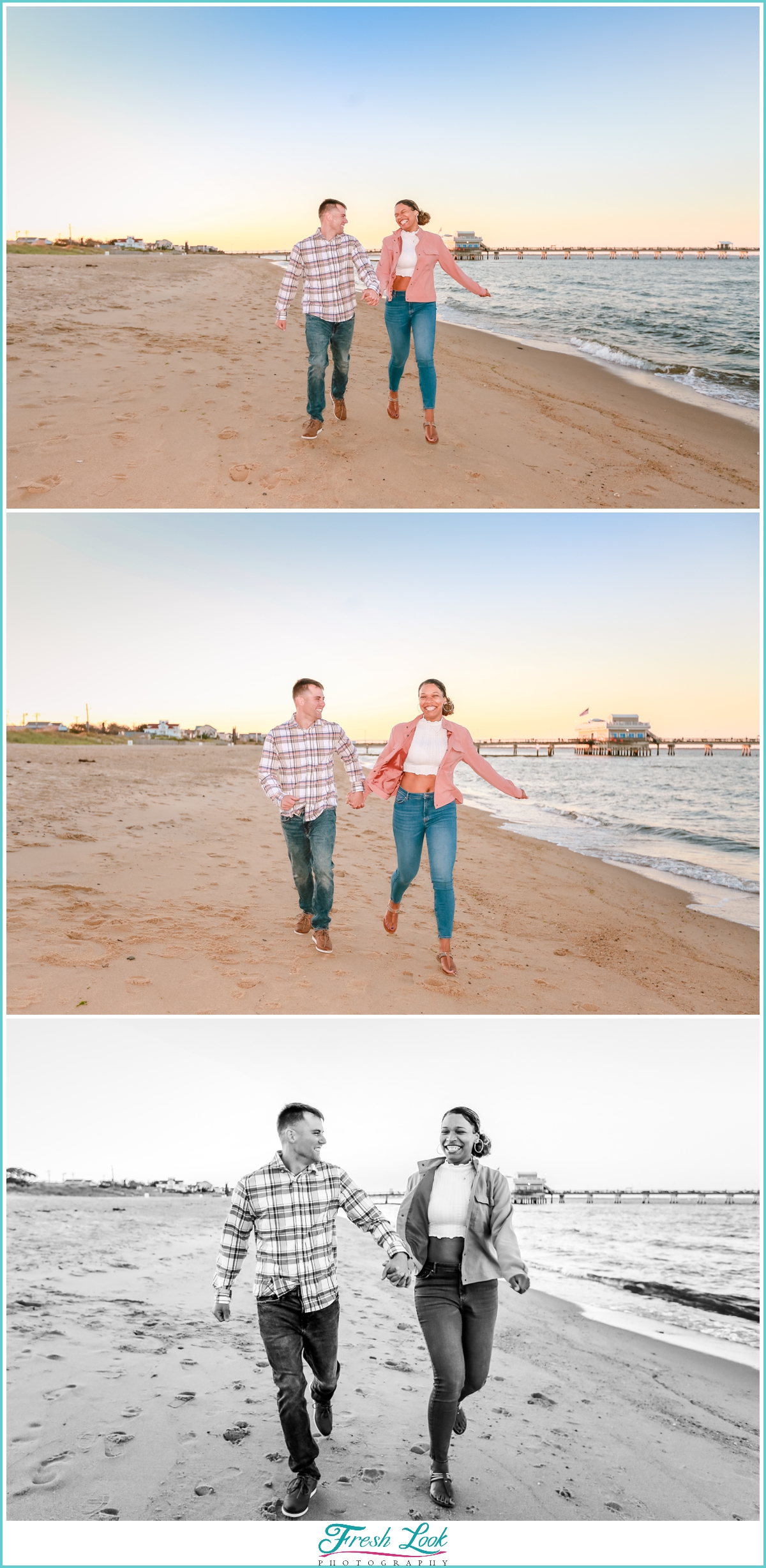 Running down the beach together