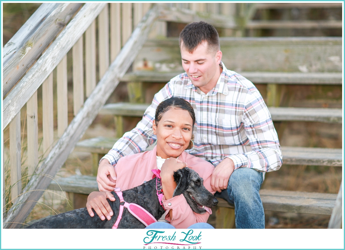 fun engagement photos with the dog