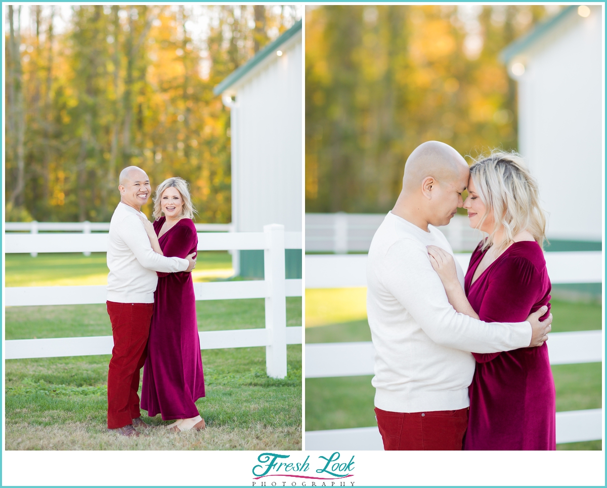 romantic engagement photos on the farm