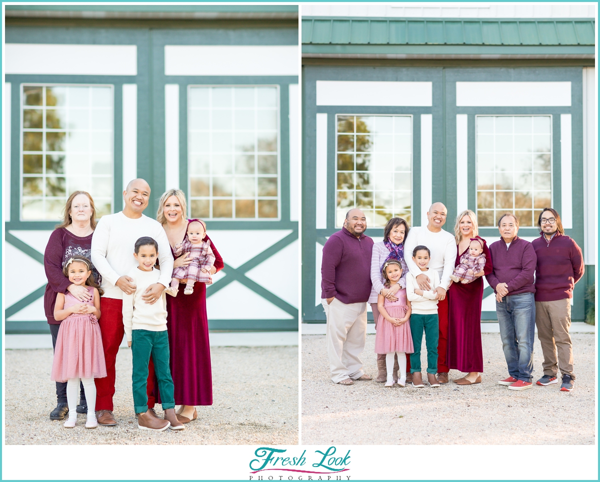 family photos at the barn