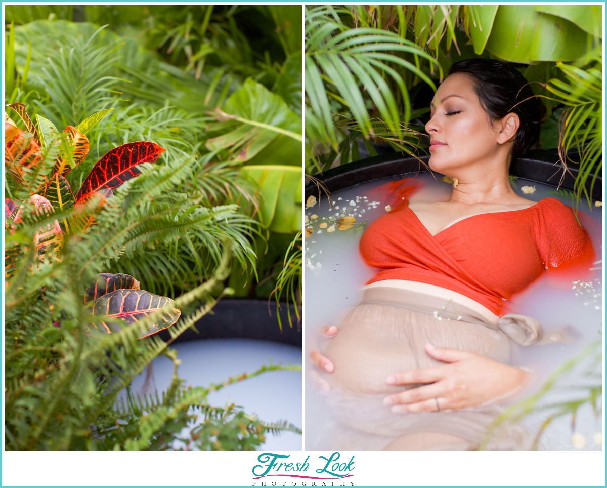 milk bath floral photoshoot
