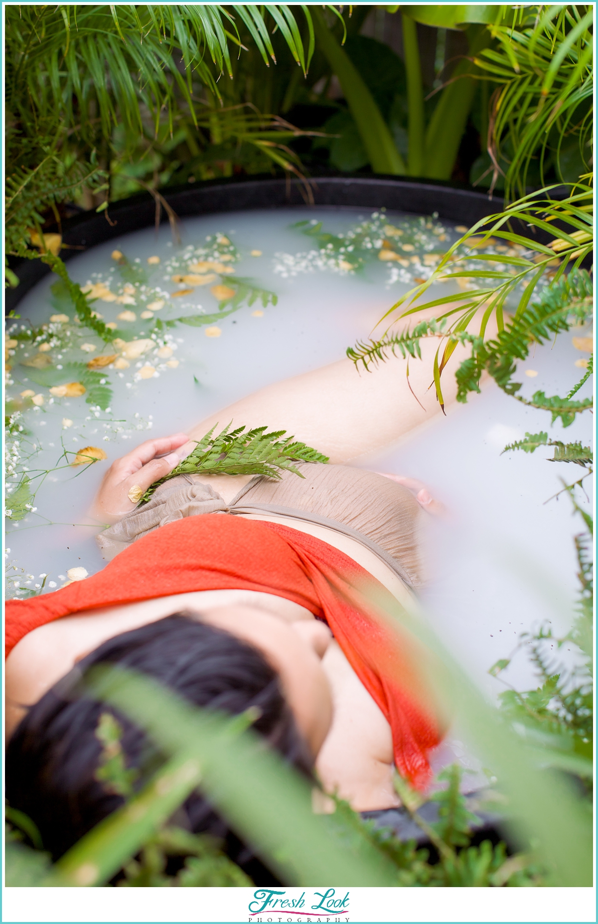 milk bath maternity photoshoot