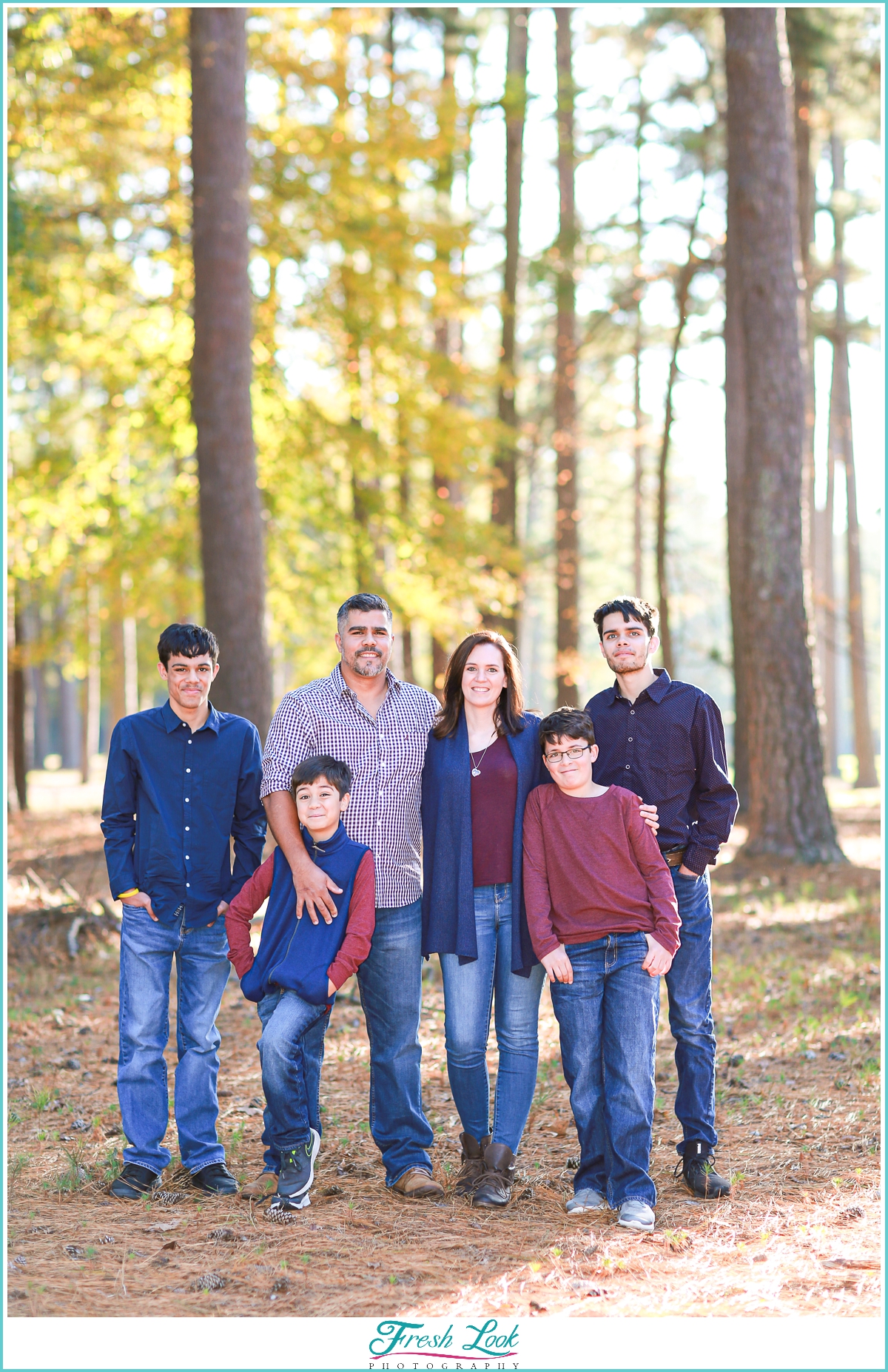 family photos in the woods