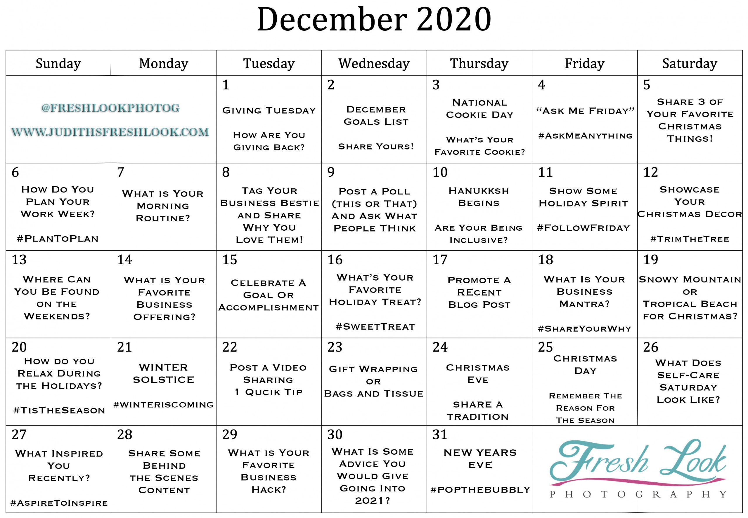 December 2020 Goals